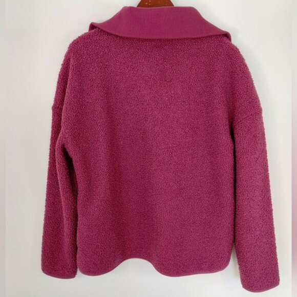 ELLE Women's Quarter Zip Fleece Sweater Large Pink Relaxed Fit - Picture 9 of 9